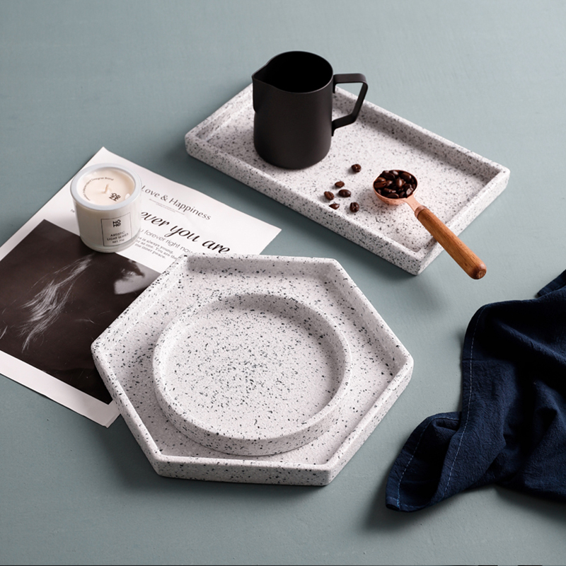 Western food steak terrazzo ceramic plate plate photo tray was first adorn article posed the Nordic household hexagonal plate plate