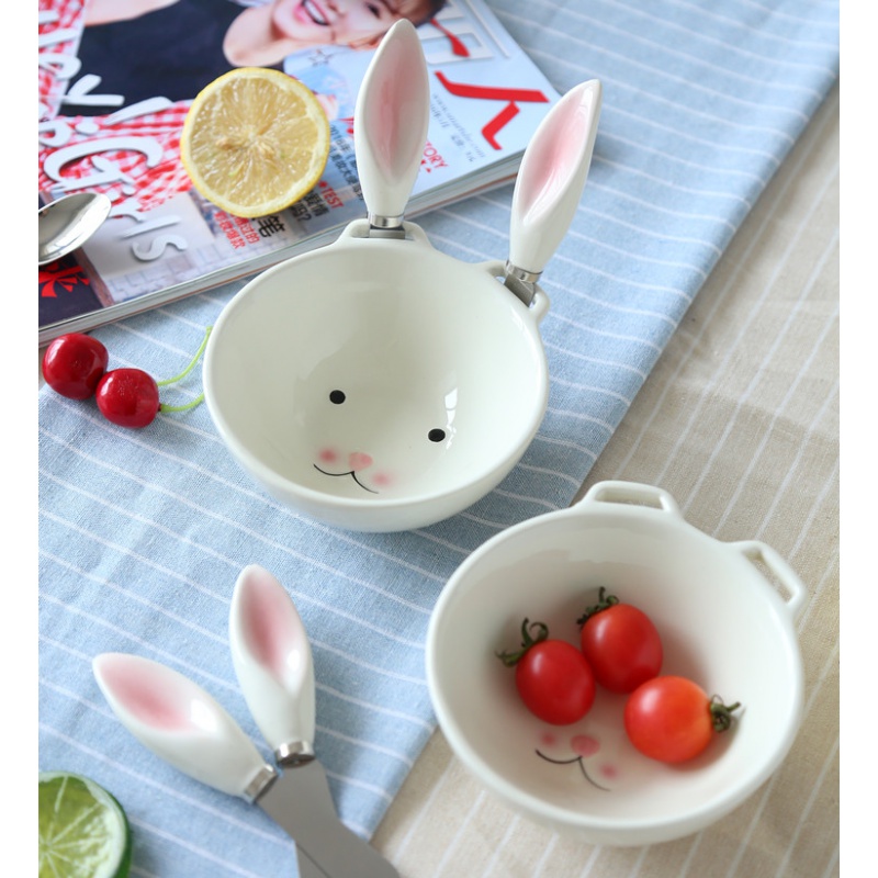 Jingdezhen creative ceramic tableware cartoon express lovely ice cream dessert bowl of fruit salad plate of rabbit to use