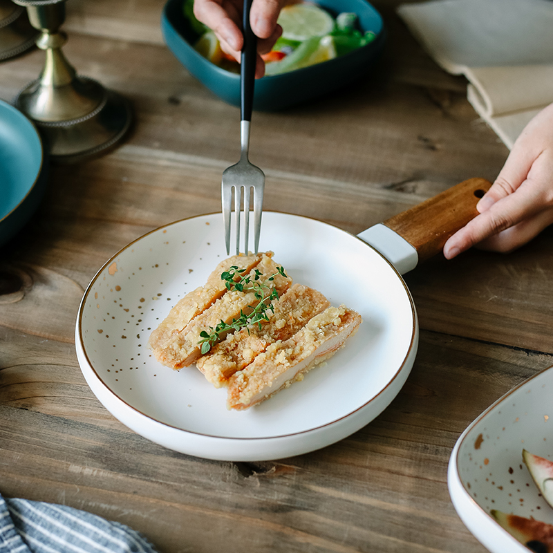 Creative ceramic wooden Nordic made wooden handle his bowl on the salad bowl of Japanese rainbow such as bowl food tableware soup bowl