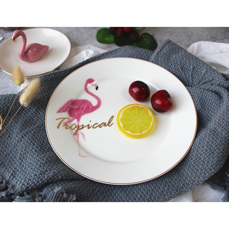 INS up phnom penh flamingos breakfast dishes ceramic western food steak dishes ipads porcelain plates disc dessert plate tableware