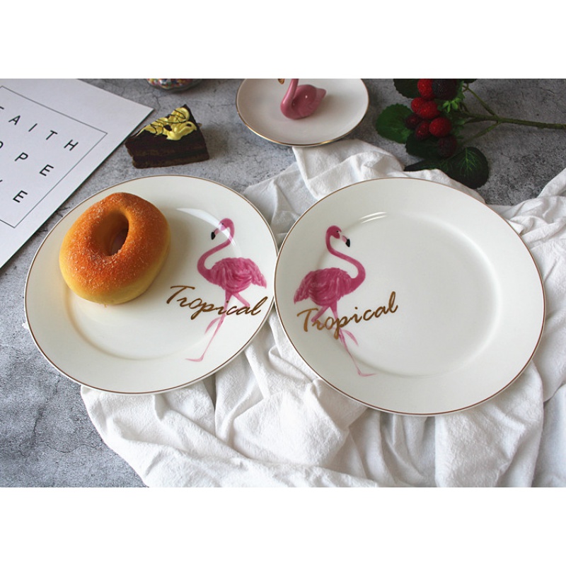 INS up phnom penh flamingos breakfast dishes ceramic western food steak dishes ipads porcelain plates disc dessert plate tableware