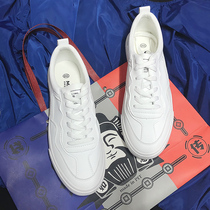 Spring new air breathable base pure leather small white shoes men and Korean edition trend flat white slab shoes casual shoes