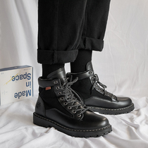 Winter in Martin Boots Men Help Boots England High-gang tide shoes plus snow boots black leather boots