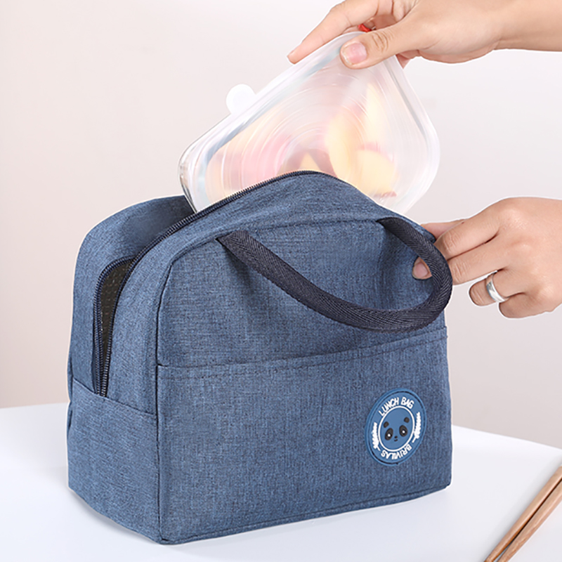 饭盒袋保温铝箔加厚学生上班带饭的手提袋便当包帆布午餐包饭盒包
