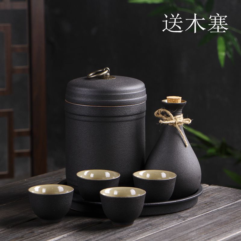 Ceramic wine temperature hot hip antique yellow rice wine liquor cup small a small handleless wine cup warm wine bottle wine suits for Japanese home