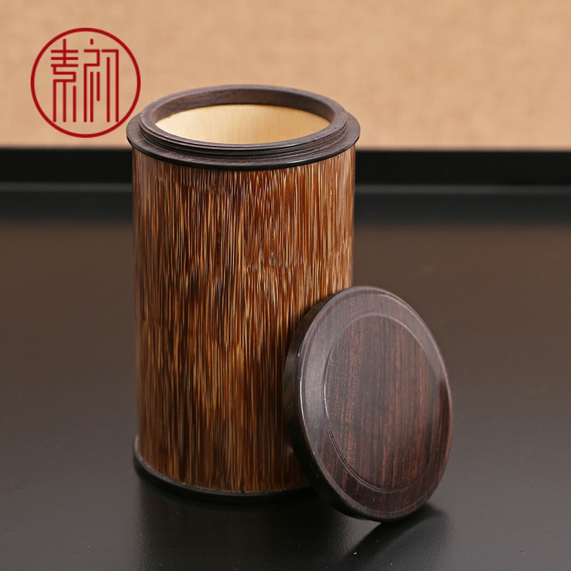 Plain gold silk and tea pot portable wake early bamboo barrels of small bamboo tea barrel travel seal tea box package