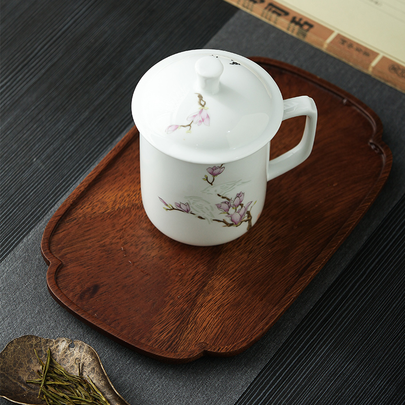 Jingdezhen official flagship store of ceramic painting of flowers and yulan office cup with the personal special large capacity with the cover glass