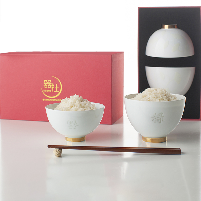 Jingdezhen flagship store to send a ceramic bowls set 2 paint home eat rice bowl Chinese style wedding gift