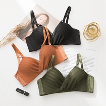 Underwear women without rims gathered thin lace mesh bra suit Student high school girl small bra adjustment type