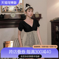 OMOM English retro girl one-piece dress conservative thin Belly Belly high waist Sanya bath suit swimsuit women