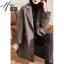 Double sided wool jacket female plaid small sub 2021 new Chauwinter temperament warm and thin medium long style coat