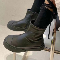 South Korea Children Shoes Children Sheep Leather Midcylinder Boots Spring Autumn New 2021 Boy Girl Trendy Leather Boots Tide