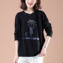 Middle-aged mother foreign-aged women thin body collar t-shirt women long sleeve loose Joker belly base shirt
