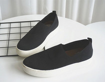 Universal 100 lap single large foot warm up big code lady elastic flying fabric casual thick underfloor shoes anti-slip Lefu shoes