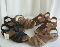 Not addicted after wearing count me to lose big foot warm big code slopes heel lady genuine leather mama sandals light non-slip C3