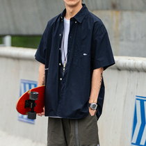 Summer Street Retroit Short Sleeve Shirt Man Cityboy Loose Little Half-sleeved Shirt Wave