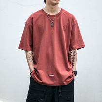 Japanese cotton short sleeve T-shirt men tide loose couple smile embroidered round-collar half-sleeved and leisure-friendly TEE