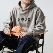 Autumn and winter mens Japanese loose Tide brand plus velvet hooded sweater couple Hong Kong style jacket Korean casual tide coat