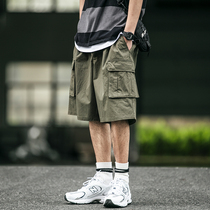 Summer casual retro pants men shorts loose tide dayboy cityboy large pocket straight tube five-pants