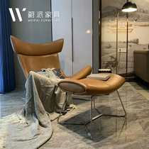 Nordic single leather sofa chair designer balcony snail chair living room light luxury leisure tiger chair bedroom reclining chair
