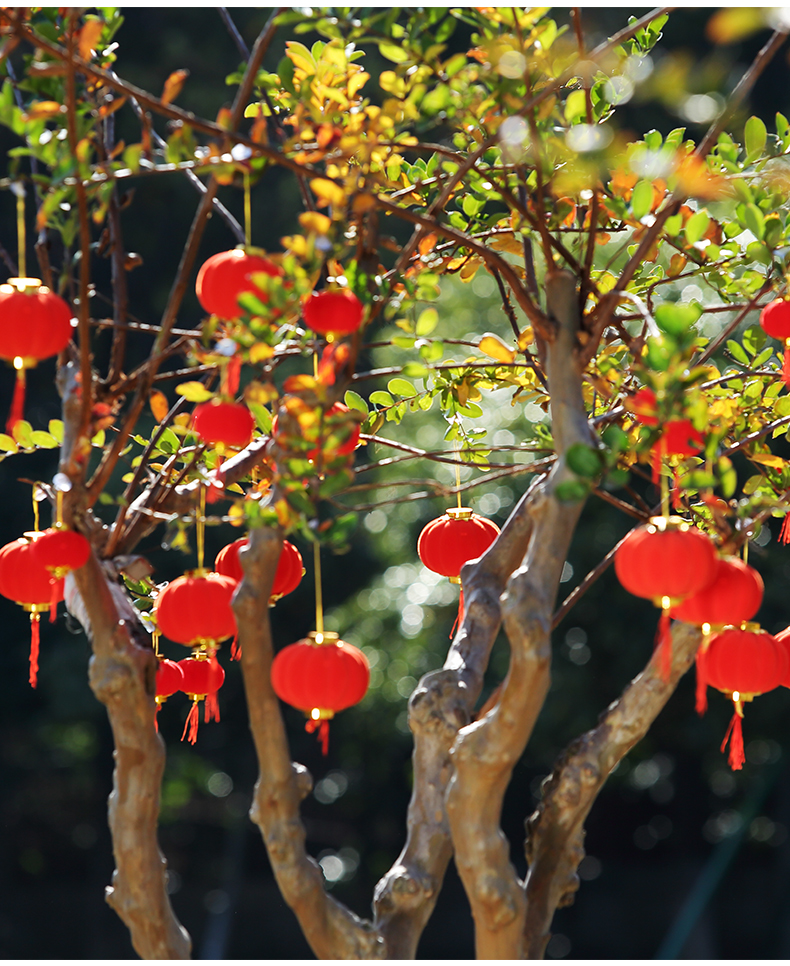 植绒中秋小灯笼挂饰树上中秋节国庆灯笼手工中式户外装饰场景布置