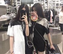 19mb short sleeve wings T-shirt female couple dress summer half sleeve male Tide brand base shirt