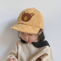 Children's hat cute super cute baby sunscreen hat boy corduroy baseball cap girl spring and autumn cap