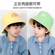 Children's Fisherman Hat 2-5-year-old Girl Double-sided Sun Hat Spring and Summer Japanese Baby 3 Rainbow Pot Hat Boy Hat