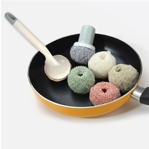 Nano ball cleaning ball steel wire ball does not drop silk washing pot brush kitchen combination dish brush artifact household with handle