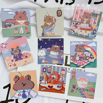 New INS girl Japanese and Korean bear cartoon card transparent loose-leaf cover A6 hand book inside page