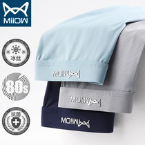 Cat mens mens underwear mens ice silk No marks antibacterial four-corner pants breathable Modale flat corner pants thin shorts headman