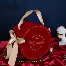 High-end hand gift wedding best man bridesmaid practical gift box Birthday round suede hand gift box