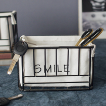 Desktop wrought iron ins storage basket sundry basket key storage box cosmetics storage box