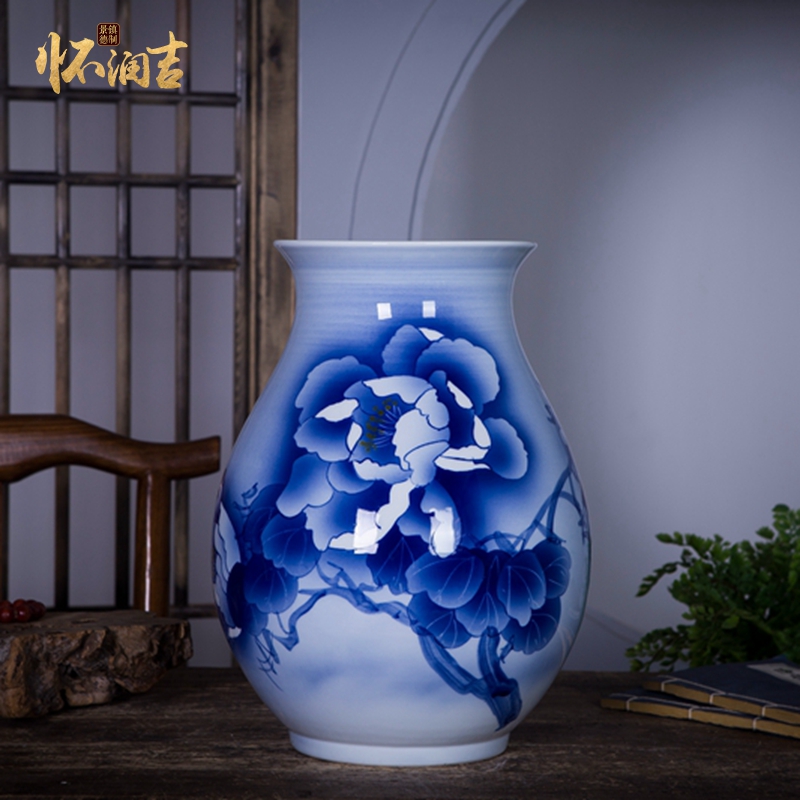 Jingdezhen ceramics name ng mun - hon hand made blue and white porcelain vase peony decorated handicraft furnishing articles