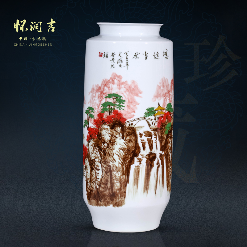 Jingdezhen ceramic vase much luck hand - made a master of landscape painting vases, Chinese residential sitting room porch furnishing articles