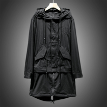 Mens West Lake Pavilion old (JP) Autumn hooded embroidery joint hem cotton windbreaker coat JP188