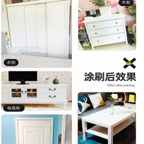 White paint brush wooden bed cabinet color change Wooden desktop renovation old furniture Wood paint White spray paint water-based paint