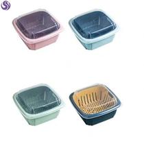 Multi-purpose drain fresh-keeping box refrigerator and drain basket double wash basin drain blue refrigerator fresh-keeping box transparent with lid