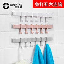 Kitchen hook rack punch-free row hook hanging rod sticky hook Strong viscose bathroom wall hanger wall hook