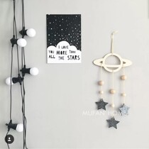 ins Nordic childrens room hanging decoration wall decoration skeleton wood chips cloud raindrops star wall decoration kindergarten decorative pendant