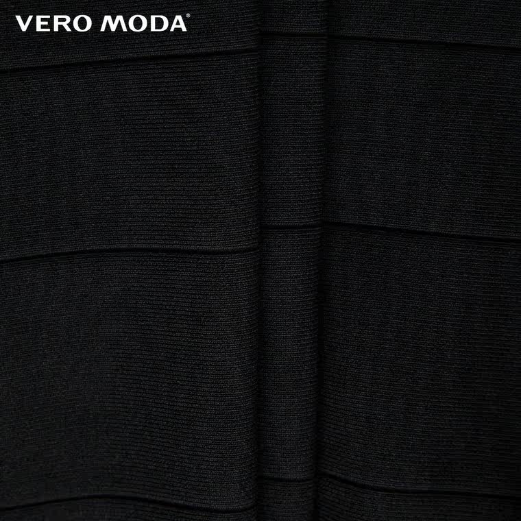 Vero Moda金属编织圆领纯色加厚超弹针织连衣裙|315346029