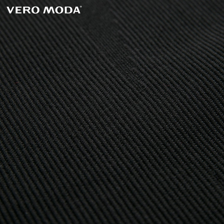 Vero Moda透视螺纹拼接长袖包臀连衣裙|315346009