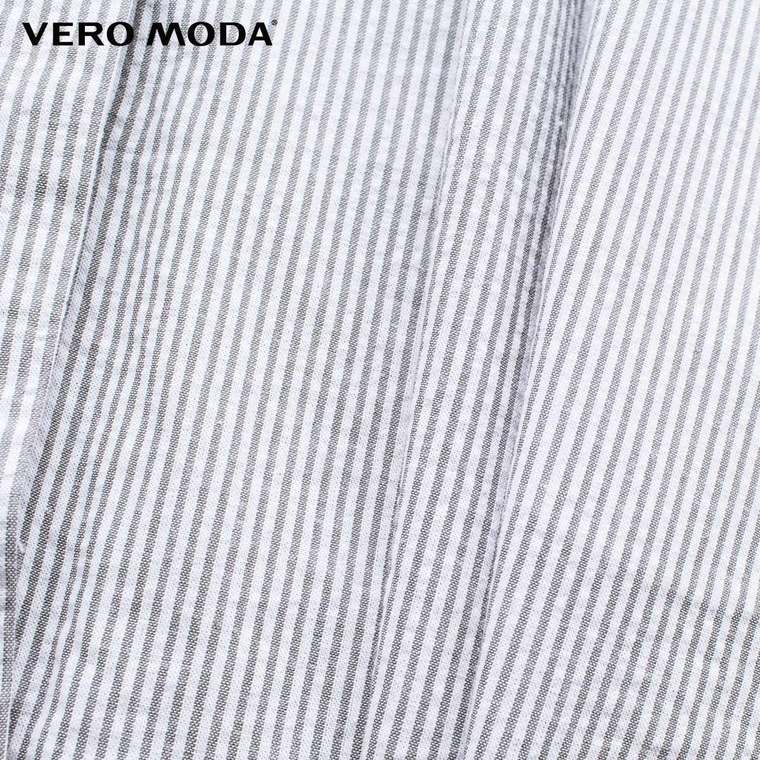 5折Vero Moda条纹拼接宽松落肩短袖衬衫|315204014