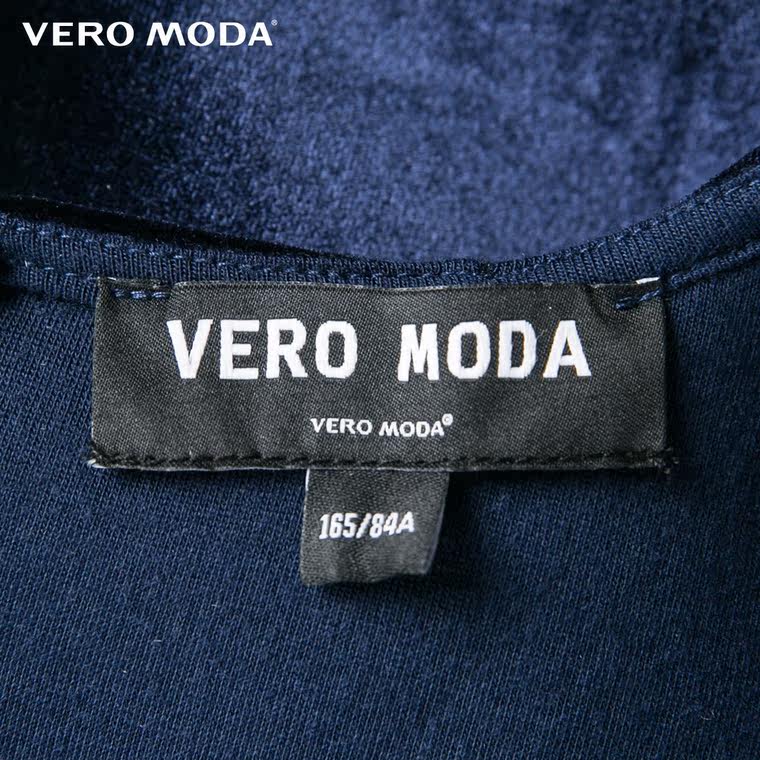 Vero Moda纯色丝绒面料圆领加厚复古风短袖连衣裙|315361006