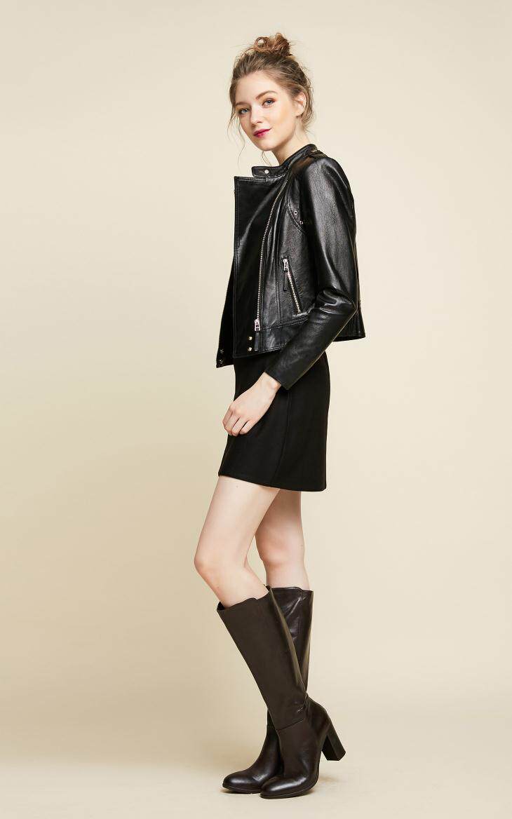 聚用券价889.5vero moda复古立领机车款女士皮衣|317310508