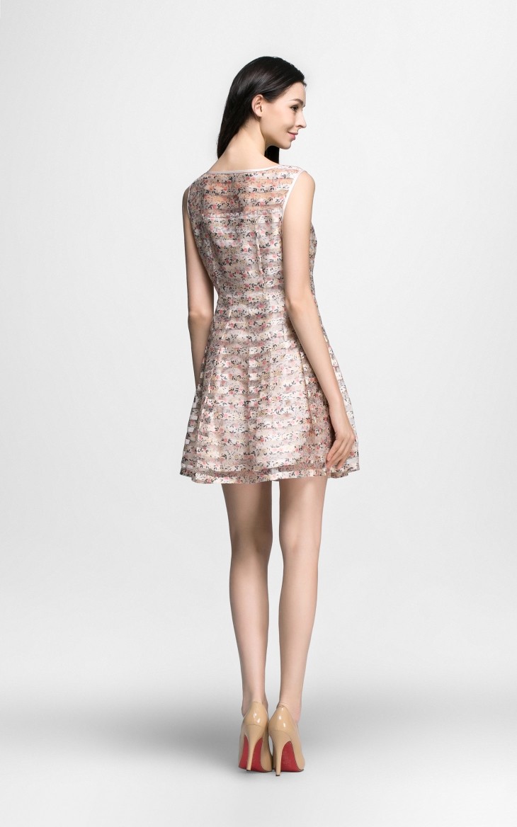 5元!vero moda欧根纱碎花连衣裙|315207003