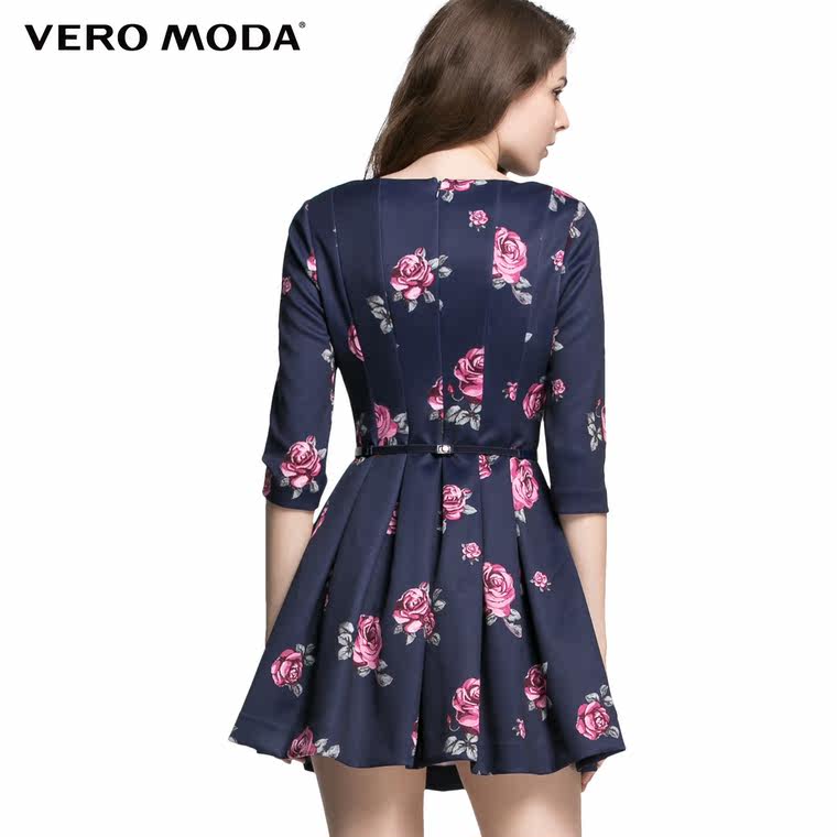 Vero Moda花卉图案七分袖A字连衣裙|315361003