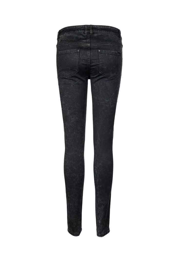 永久下架Vero modaPU做旧处理修身长款牛仔