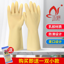 Jade butterfly gluten latex gloves thickened and durable rubber housework waterproof laundry dishwashing rubber hand protective glove