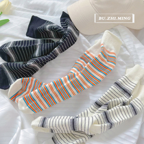 Unknown socks fine striped socks Han edition in tide students with simple small small tube pile socks